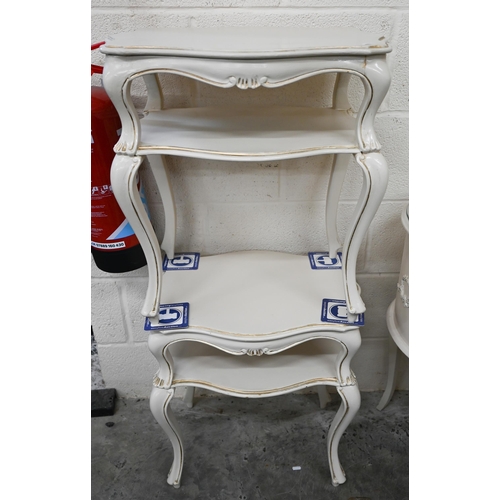 616 - A cream paint finished Italian-style mirror-backed kidney shaped dressing table by Fairyland to/w a ... 