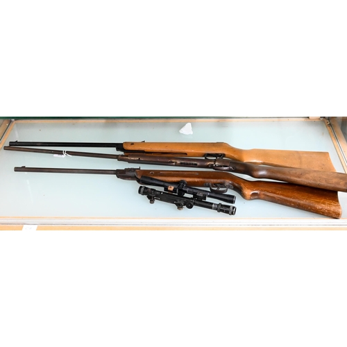 619 - A vintage Haenel Model VIII air-rifle to/w two other air rifles BSA 2.2 meter and two tubular sights... 