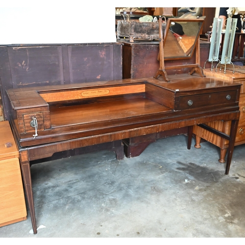 631 - A converted George III mahogany square top piano, now a sideboard to/w a mirror (2)