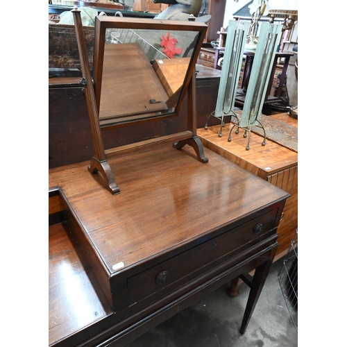 631 - A converted George III mahogany square top piano, now a sideboard to/w a mirror (2)