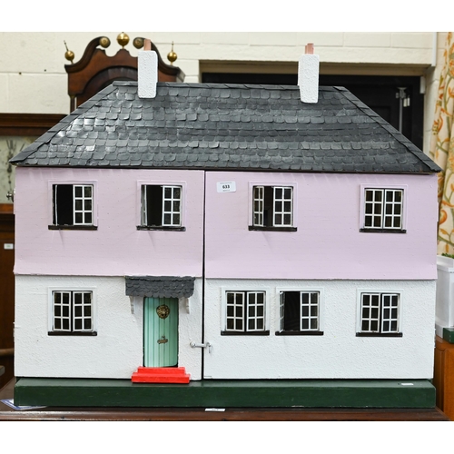 633 - Large Tri-Ang pink and white painted doll's house, a/f