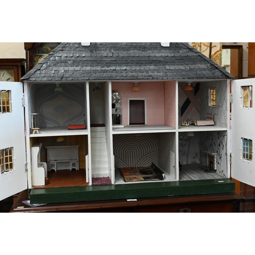 633 - Large Tri-Ang pink and white painted doll's house, a/f