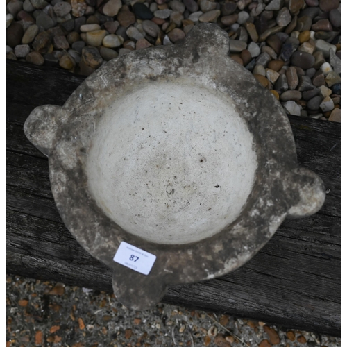 87 - An old weathered lobed marble mortar, 32 cm diameter