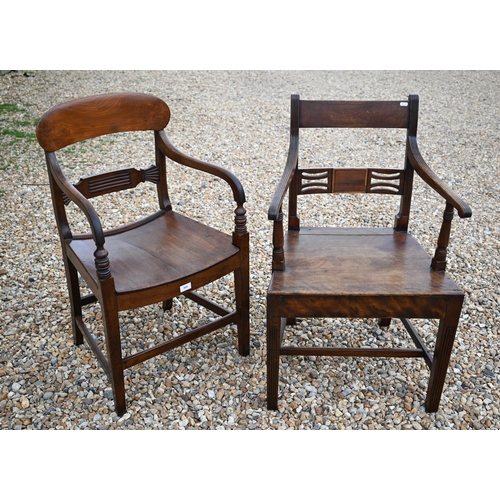 459 - Two 19th century mahogany elbow/carver chairs (2)