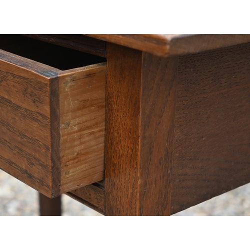 481 - A small oak two drawer hall table, 70 x 38 x 78 cm h