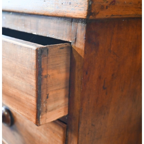 488 - 19th century mahogany chest of two short over three long drawers with turned handles, 95 x 42 x 100 ... 