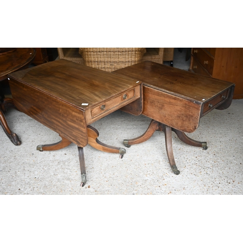 507 - # A 19th century mahogany dropleaf table with frieze drawer, turned column and outswept legs with ca... 