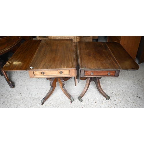 507 - # A 19th century mahogany dropleaf table with frieze drawer, turned column and outswept legs with ca... 