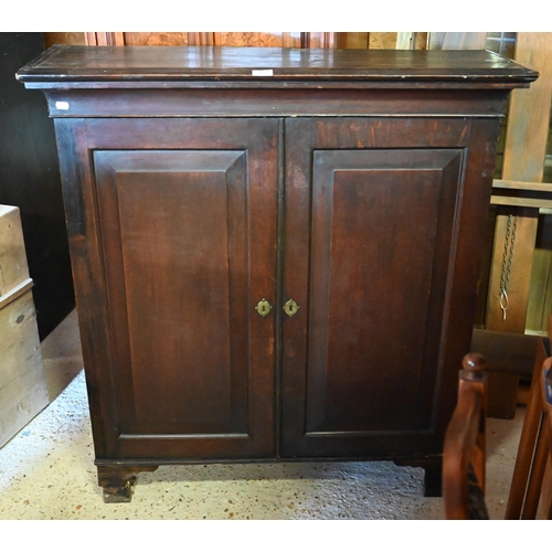 515 - # An antique oak two door side cabinet a/f, 102 x 33 x 110 cm h