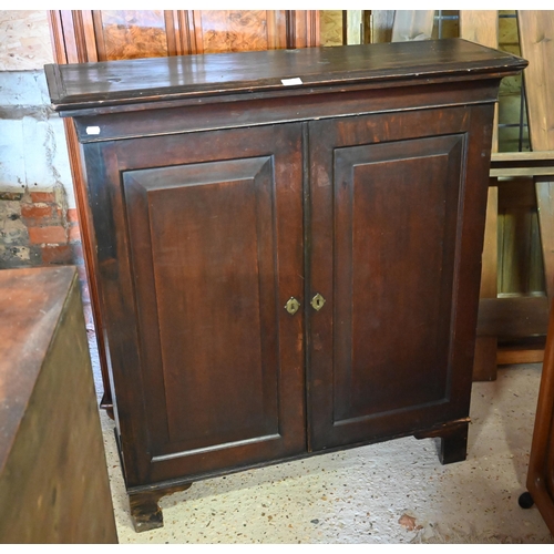 515 - # An antique oak two door side cabinet a/f, 102 x 33 x 110 cm h