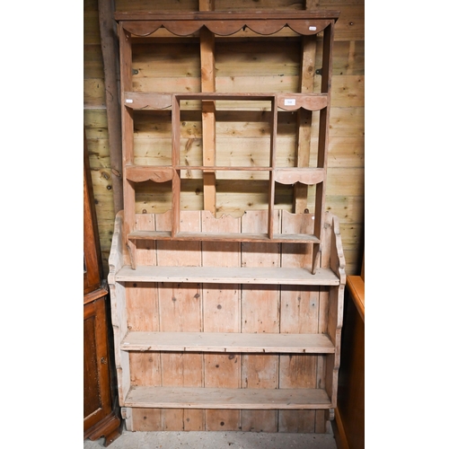 518 - Two rustic pine wall hanging spice/plate racks (2)