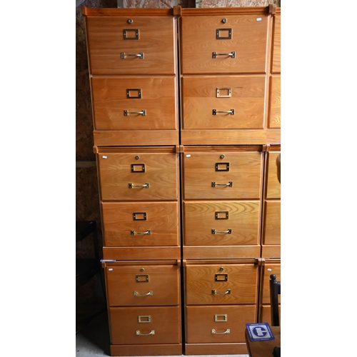 555 - Twelve Ash veneered two drawer filing chests, 48 x 44 x 70 cm h