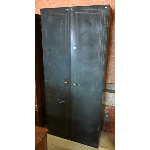 562 - # Industrial design - Steel two door cabinet with adjustable shelves, 92 cm wide x 45 cm deep x 208 ... 