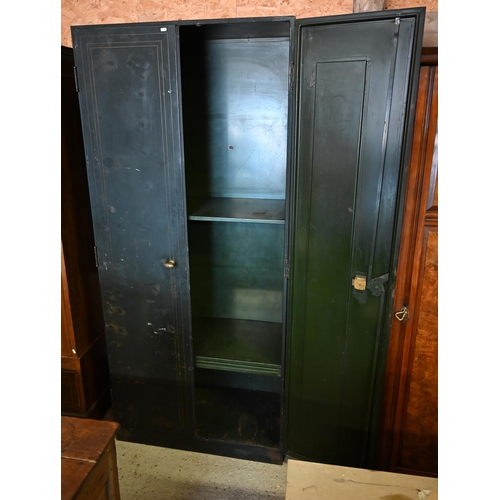 562 - # Industrial design - Steel two door cabinet with adjustable shelves, 92 cm wide x 45 cm deep x 208 ... 