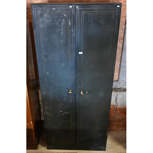 562 - # Industrial design - Steel two door cabinet with adjustable shelves, 92 cm wide x 45 cm deep x 208 ... 