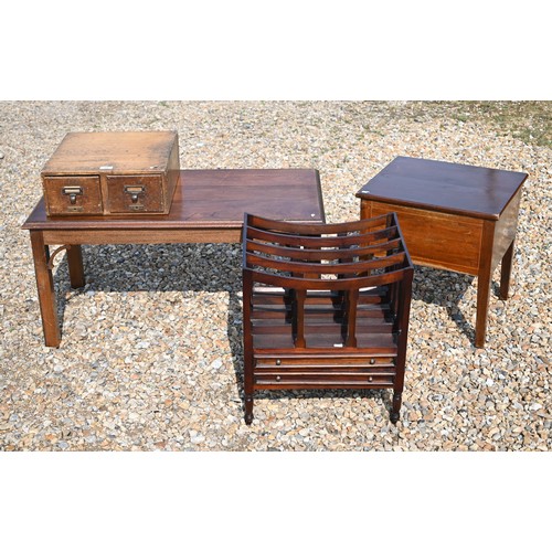 494 - # Early 20th century oak two drawer index card table top chest with 'The Bristol Tramways & Carr... 