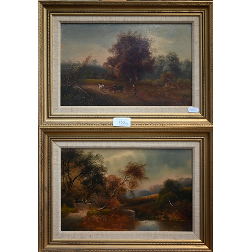 253 - G Harris - A pair of autumnal landscapes, oil on board, signed, 18 x 29 cm (2)