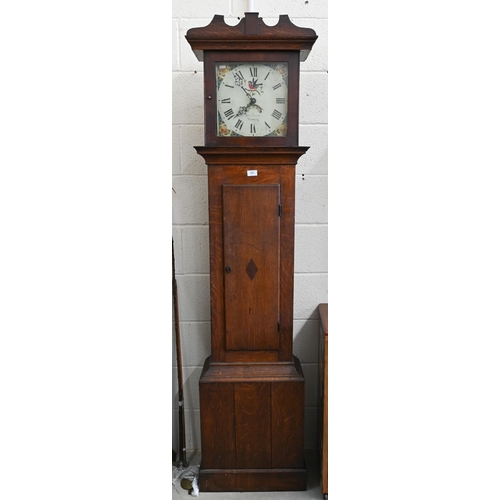 325 - An early 19th century 'John Leech, Romsey' oak thirty hour longcase clock, painted dial with date ap... 