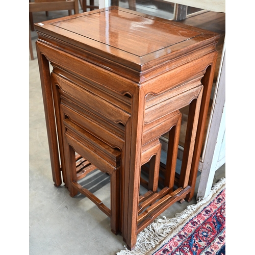 357 - Chinese hardwood quartetto nest of tables,  the largest 45 x 35 x 70 cm high