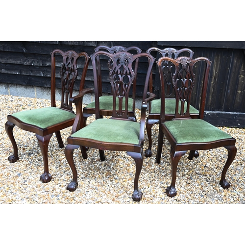 93 - A mahogany wind action extending dining table with single leaf to/w a set of five matching chairs - ... 