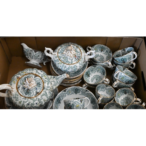 103 - A Victorian floral-printed china tea service (box)