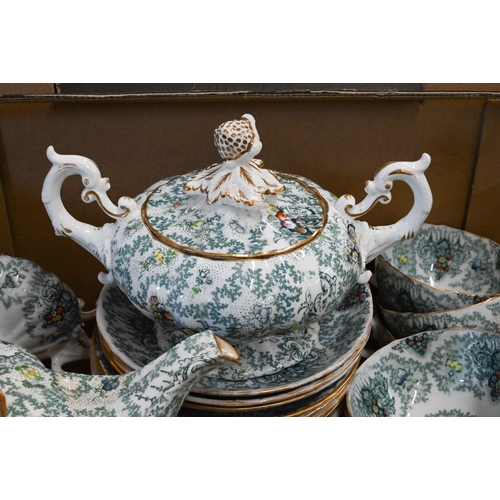 103 - A Victorian floral-printed china tea service (box)