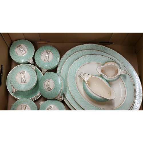 106 - An Art Deco style Burleigh Ware pottery dinner service to/w two 1937 Coronation beakers (2 boxes)