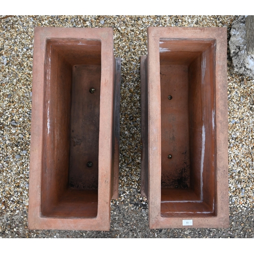 11 - Enzo Zago, a pair of rectangular Tuscan terracotta planters, 78 cm x 31 cm x 51 cm h (2)