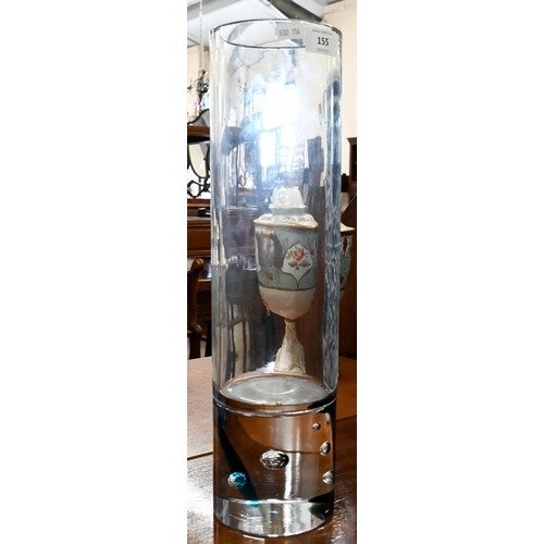 Murano Seguso glass cylindrical vase of contemporary design, 45 cm high