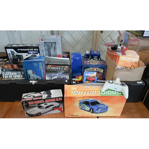 168 - Various boxed and unboxed remote control and other vehicles, etc (2 boxes)