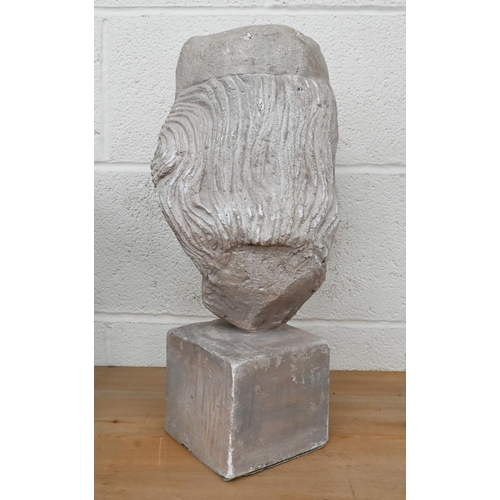 207 - A cast stone female head, 45 cm high