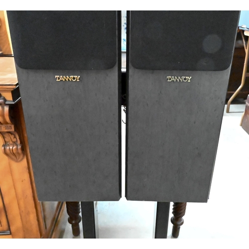 214 - A pair of Tannoy Merary M3 80w hifi pillar speakers on stands, 132 cm high