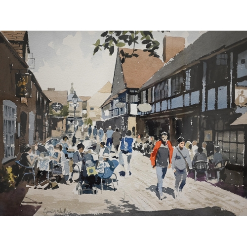 250 - Gerald Woolley - 'Lion and Lamb Yard, Farnham', watercolour, signed, 27 x 36 cm