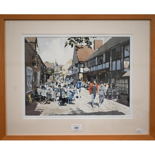 250 - Gerald Woolley - 'Lion and Lamb Yard, Farnham', watercolour, signed, 27 x 36 cm