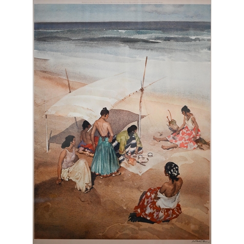 254 - After Sir William Russell Flint - Girls on a beach, print published 1969 Frost & Reed, pencil si... 