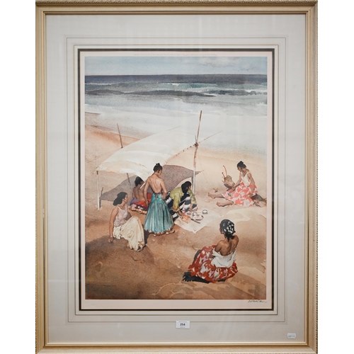 254 - After Sir William Russell Flint - Girls on a beach, print published 1969 Frost & Reed, pencil si... 