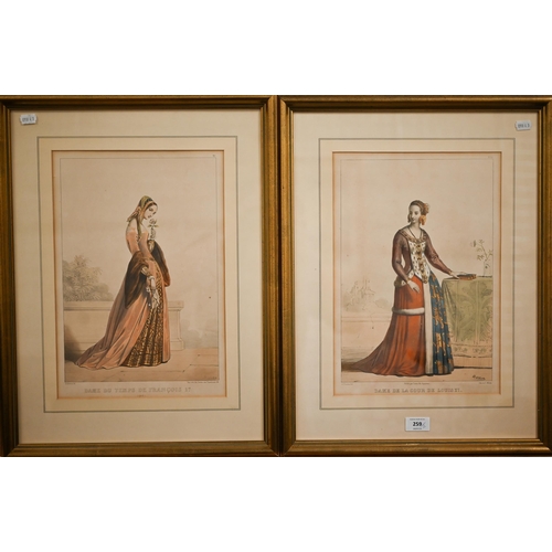 259 - Two French prints - Dame du temps de Francois I and Dame de la Cour de Louis XI, 37.5 x 36 cm (2)