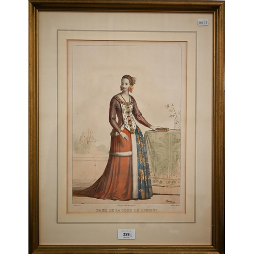 259 - Two French prints - Dame du temps de Francois I and Dame de la Cour de Louis XI, 37.5 x 36 cm (2)