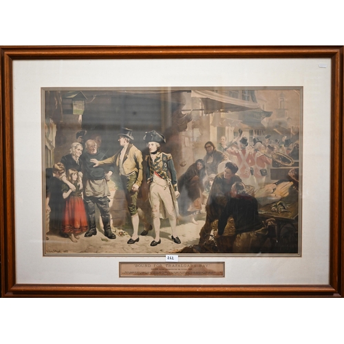 262 - 'Bound for Trafalgar's Bay', print after Fred Roe, 50 x 78 cm; L Thackeray's A Billiard Match print,... 