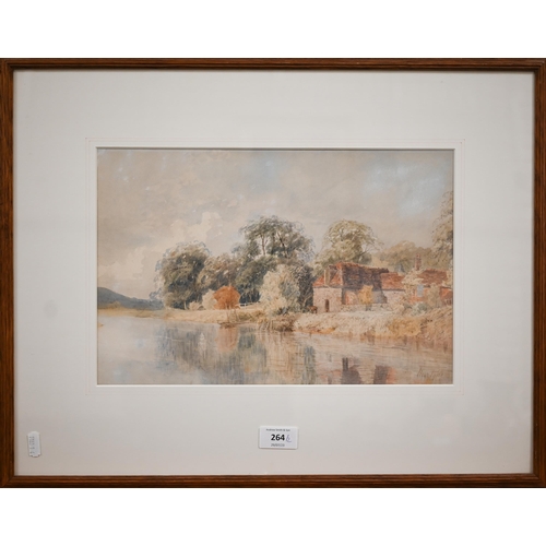 264 - Thos Pyne - Haystack landscape, watercolour, signed and dated 1917, 23.5 x 34 cm and River view, wat... 