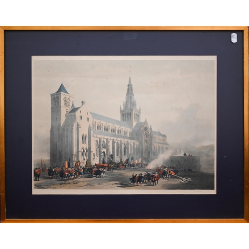 267 - Two engravings - 'The North-West View of the Abbey Church of Romsey', pub Lordan, 35 x 48 cm and a D... 