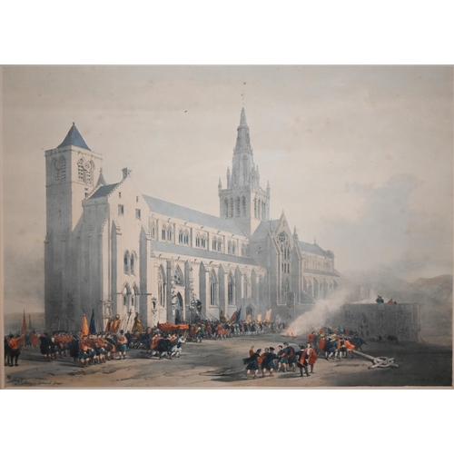 267 - Two engravings - 'The North-West View of the Abbey Church of Romsey', pub Lordan, 35 x 48 cm and a D... 