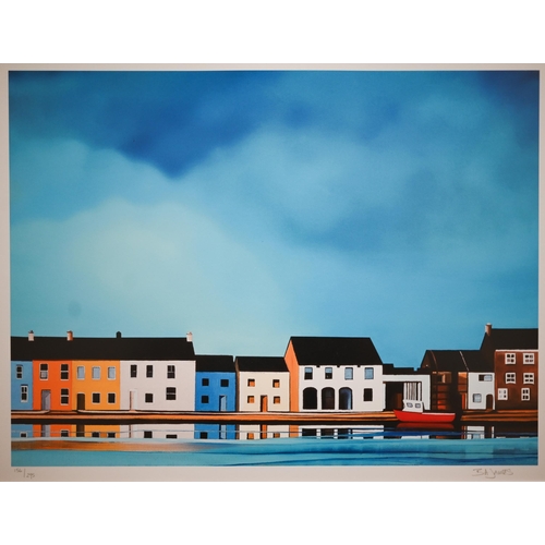 277 - After Barbara James - 'Quayside II', limited edition print numbered 156/295, pencil signed, 33 x 43 ... 