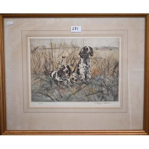 281 - After Henry Wilkinson - Five limited edition hand-coloured etchings, Spaniels, English Springers, Ch... 