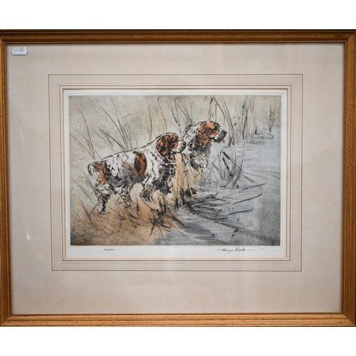 281 - After Henry Wilkinson - Five limited edition hand-coloured etchings, Spaniels, English Springers, Ch... 