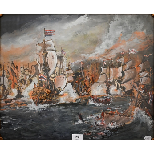 290 - Don Coats - Trafalgar battle scene, watercolour, signed and dated 1994, 44 x 53. 5 cm