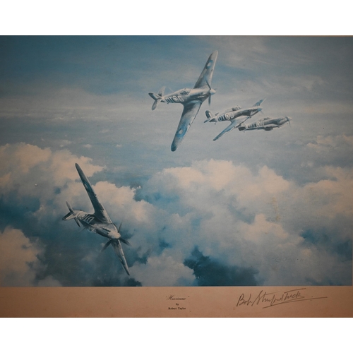 296 - D Palmer - 'Spitfire', oil on canvas, 40 x 49 cm to/w various limited edition spitfire/air force pri... 