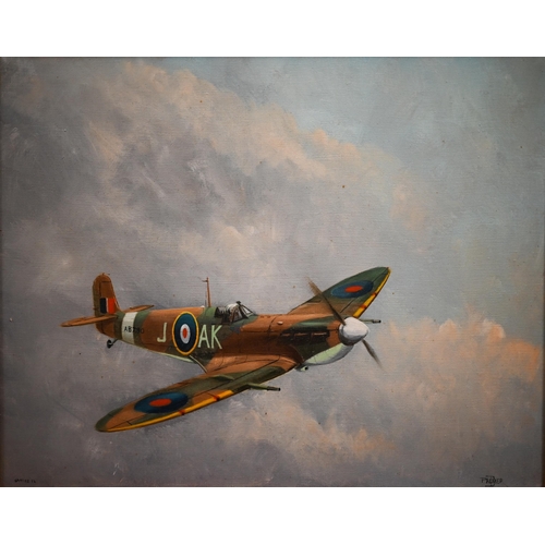 296 - D Palmer - 'Spitfire', oil on canvas, 40 x 49 cm to/w various limited edition spitfire/air force pri... 