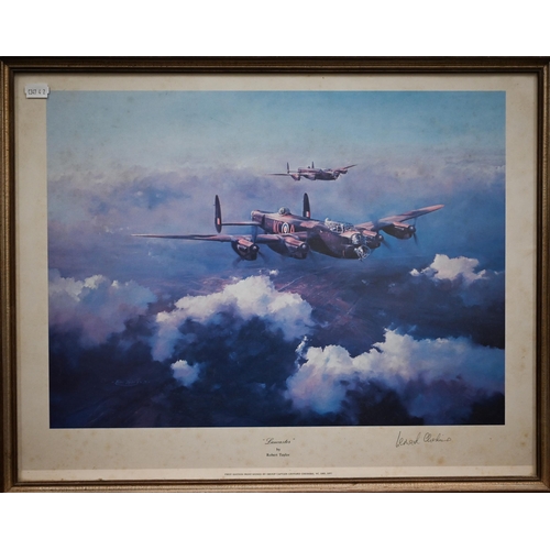 296 - D Palmer - 'Spitfire', oil on canvas, 40 x 49 cm to/w various limited edition spitfire/air force pri... 