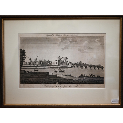 297 - Three 18th century book engravings from Harrison's History of London - A view of Kew from the North,... 